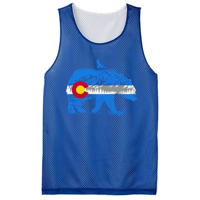 Colorado Flag Design Mountains And Bear Landscape Graphic Gift Mesh Reversible Basketball Jersey Tank