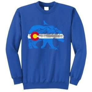 Colorado Flag Design Mountains And Bear Landscape Graphic Gift Tall Sweatshirt