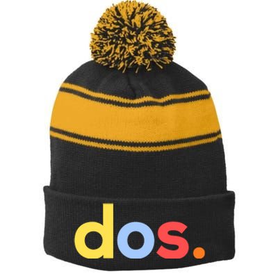 Cute Funny Dos Anos 2nd Birthday For Boys Stripe Pom Pom Beanie