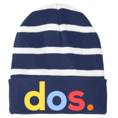 Cute Funny Dos Anos 2nd Birthday For Boys Striped Beanie with Solid Band