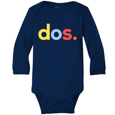 Cute Funny Dos Anos 2nd Birthday For Boys Baby Long Sleeve Bodysuit