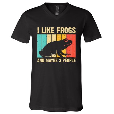 Cute Frog Design For Toad Lover  Amphibian Animals V-Neck T-Shirt