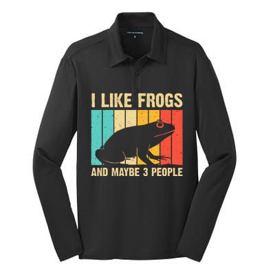 Cute Frog Design For Toad Lover  Amphibian Animals Silk Touch Performance Long Sleeve Polo