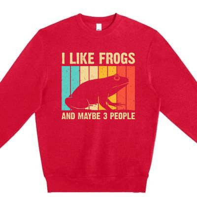 Cute Frog Design For Toad Lover  Amphibian Animals Premium Crewneck Sweatshirt