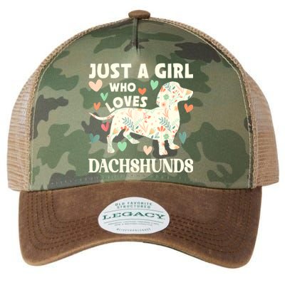 Cute Floral Dachshund Dog Just A Girl Who Loves Dachshunds Gift Legacy Tie Dye Trucker Hat