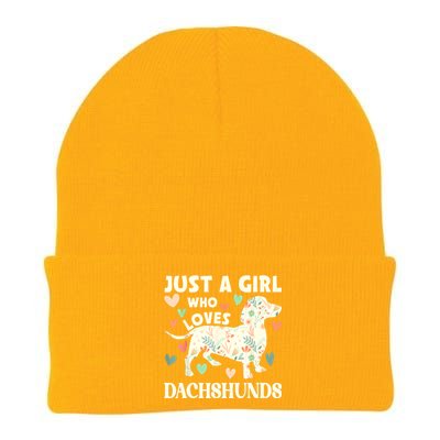 Cute Floral Dachshund Dog Just A Girl Who Loves Dachshunds Gift Knit Cap Winter Beanie