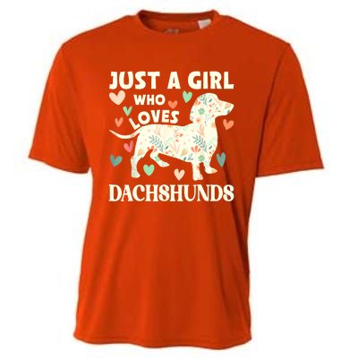 Cute Floral Dachshund Dog Just A Girl Who Loves Dachshunds Gift Cooling Performance Crew T-Shirt