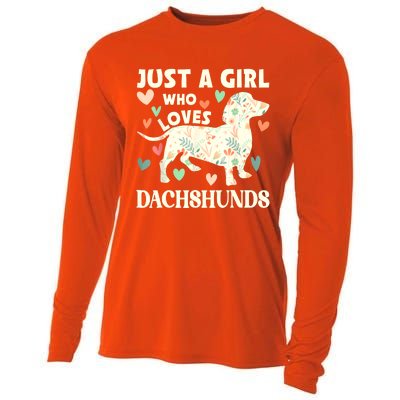 Cute Floral Dachshund Dog Just A Girl Who Loves Dachshunds Gift Cooling Performance Long Sleeve Crew