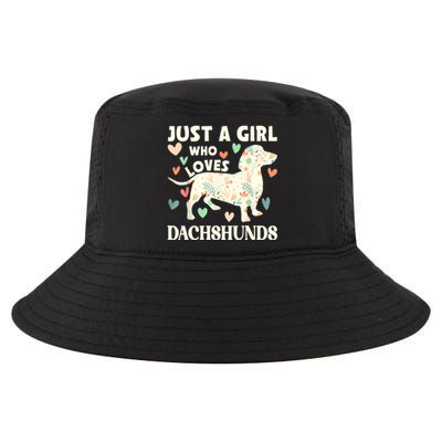 Cute Floral Dachshund Dog Just A Girl Who Loves Dachshunds Gift Cool Comfort Performance Bucket Hat