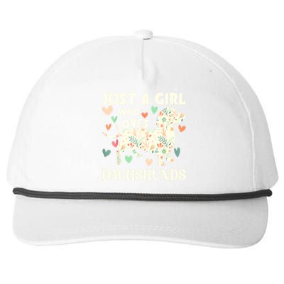 Cute Floral Dachshund Dog Just A Girl Who Loves Dachshunds Gift Snapback Five-Panel Rope Hat