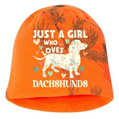 Cute Floral Dachshund Dog Just A Girl Who Loves Dachshunds Gift Kati - Camo Knit Beanie