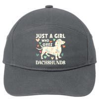 Cute Floral Dachshund Dog Just A Girl Who Loves Dachshunds Gift 7-Panel Snapback Hat