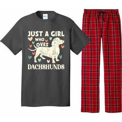 Cute Floral Dachshund Dog Just A Girl Who Loves Dachshunds Gift Pajama Set