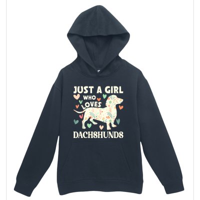 Cute Floral Dachshund Dog Just A Girl Who Loves Dachshunds Gift Urban Pullover Hoodie