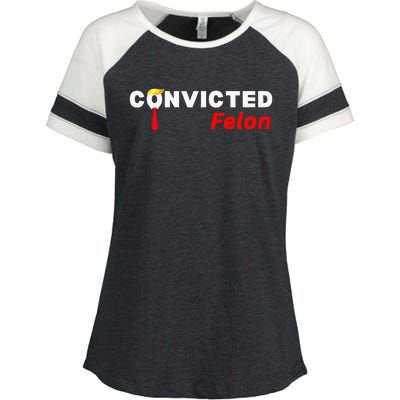 Convicted Felon Donald Trump Guilty Trump Mugshot Prison Enza Ladies Jersey Colorblock Tee