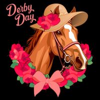Cute Floral Derby Day Horse Cooling Performance Crew T-Shirt