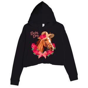 Cute Floral Derby Day Horse Crop Fleece Hoodie