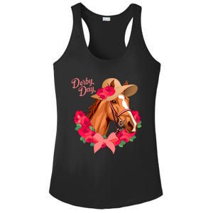 Cute Floral Derby Day Horse Ladies PosiCharge Competitor Racerback Tank