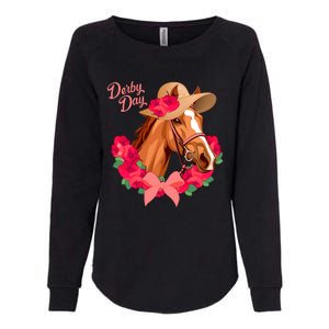 Cute Floral Derby Day Horse Womens California Wash Sweatshirt