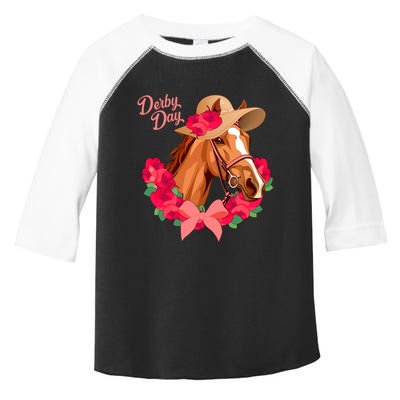 Cute Floral Derby Day Horse Toddler Fine Jersey T-Shirt