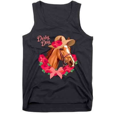 Cute Floral Derby Day Horse Tank Top