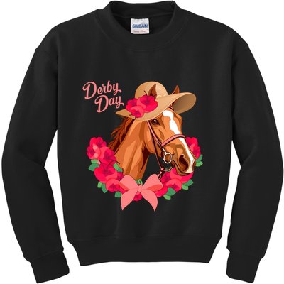Cute Floral Derby Day Horse Kids Sweatshirt