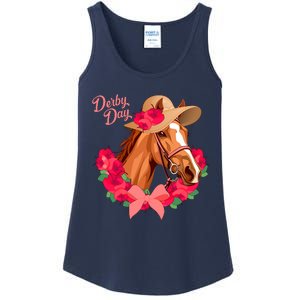 Cute Floral Derby Day Horse Ladies Essential Tank