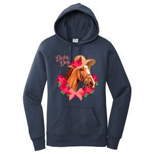 Cute Floral Derby Day Horse Women's Pullover Hoodie