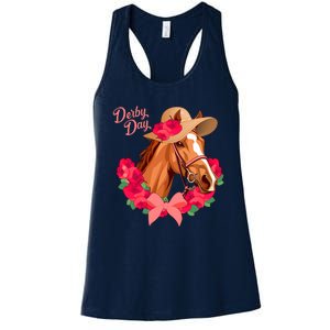 Cute Floral Derby Day Horse Women's Racerback Tank