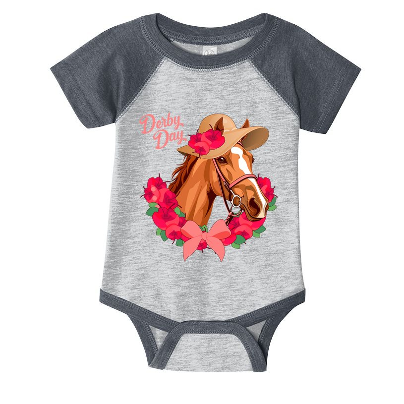 Cute Floral Derby Day Horse Infant Baby Jersey Bodysuit