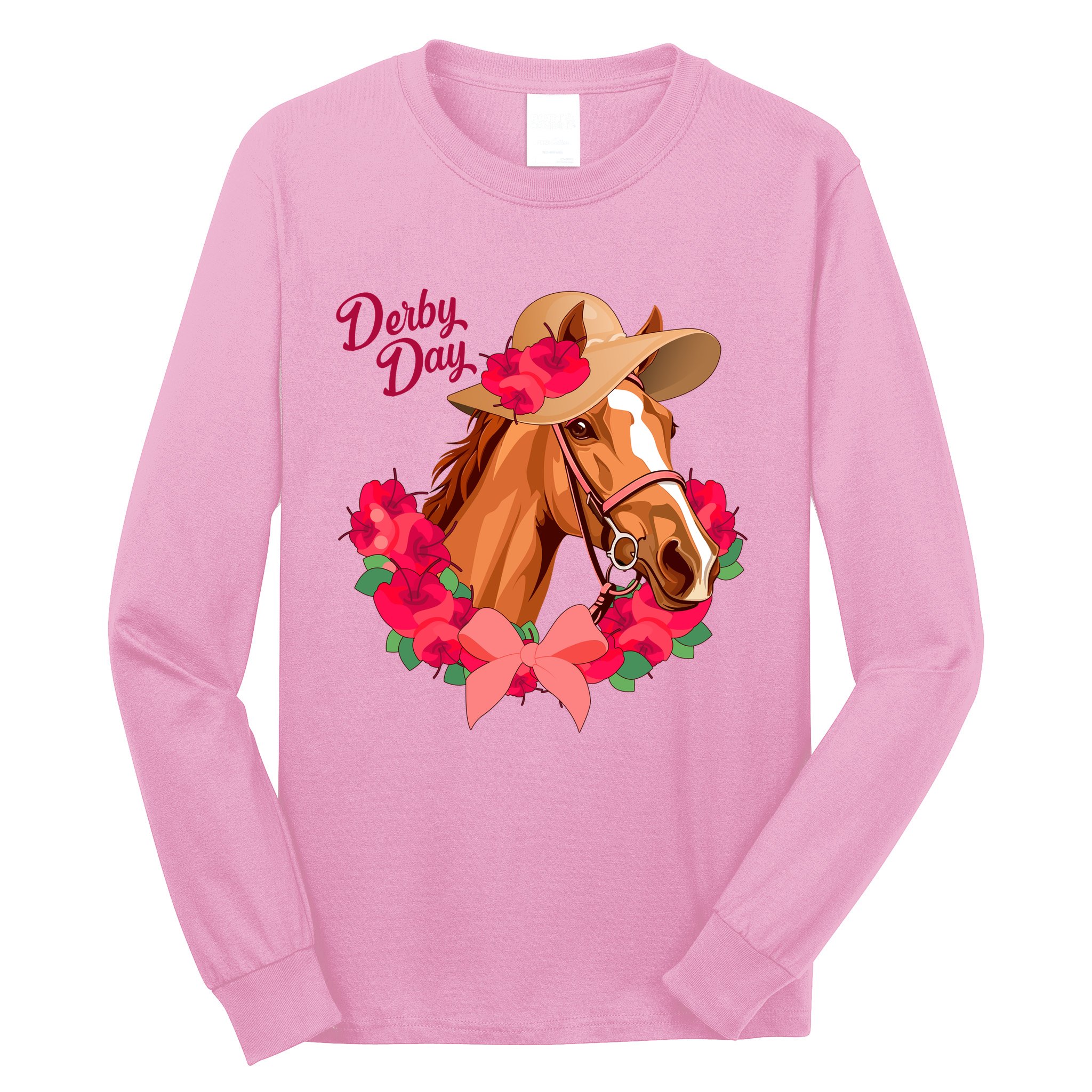 Cute Floral Derby Day Horse Long Sleeve Shirt