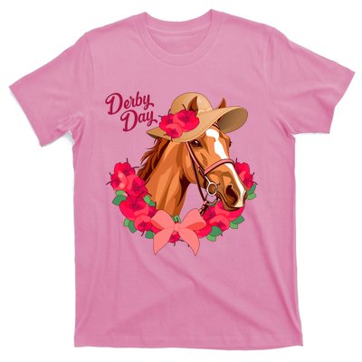 Cute Floral Derby Day Horse T-Shirt