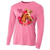 Cute Floral Derby Day Horse Cooling Performance Long Sleeve Crew