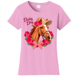 Cute Floral Derby Day Horse Women's T-Shirt