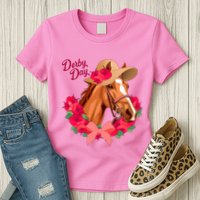 Cute Floral Derby Day Horse Womens T-Shirt