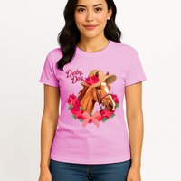 Cute Floral Derby Day Horse Womens T-Shirt