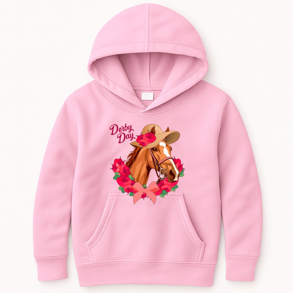 Cute Floral Derby Day Horse Kids Hoodie