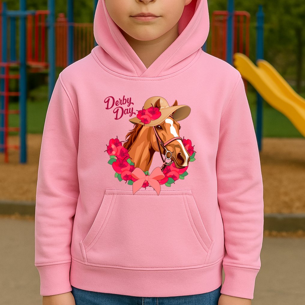 Cute Floral Derby Day Horse Kids Hoodie