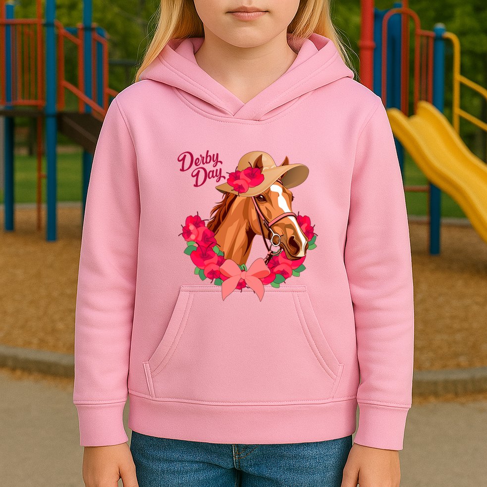 Cute Floral Derby Day Horse Kids Hoodie