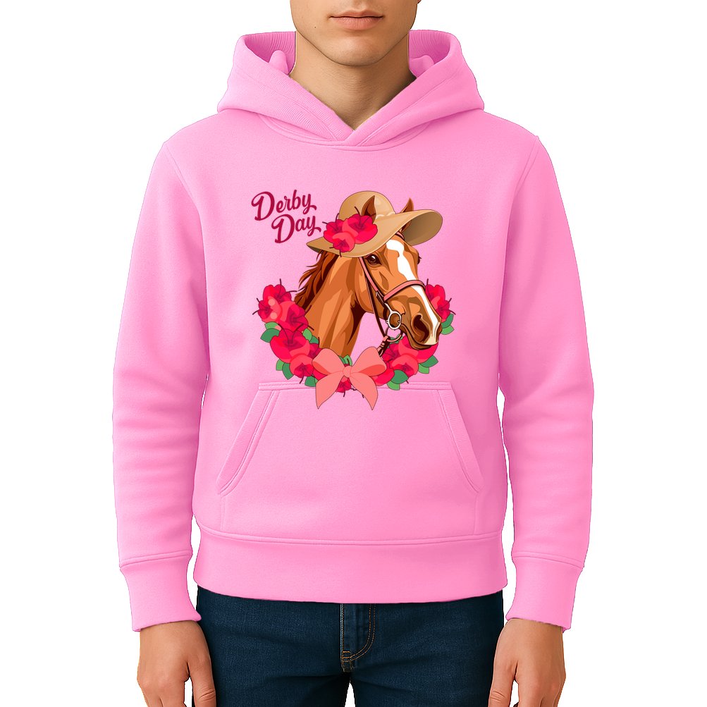 Cute Floral Derby Day Horse Kids Hoodie