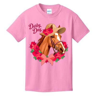 Cute Floral Derby Day Horse Kids T-Shirt