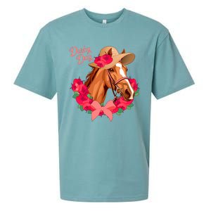 Cute Floral Derby Day Horse Sueded Cloud Jersey T-Shirt