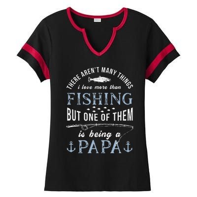 Cute Fathers Day Fishing Love Fish Being Papa Grandpa Grandkids Ladies Halftime Notch Neck Tee