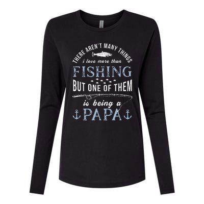 Cute Fathers Day Fishing Love Fish Being Papa Grandpa Grandkids Womens Cotton Relaxed Long Sleeve T-Shirt