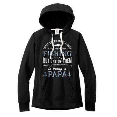 Cute Fathers Day Fishing Love Fish Being Papa Grandpa Grandkids Women's Fleece Hoodie