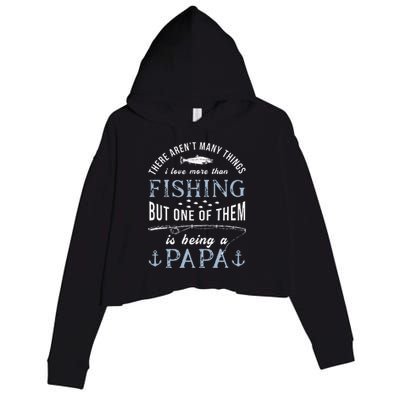 Cute Fathers Day Fishing Love Fish Being Papa Grandpa Grandkids Crop Fleece Hoodie