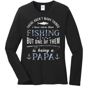 Cute Fathers Day Fishing Love Fish Being Papa Grandpa Grandkids Ladies Long Sleeve Shirt