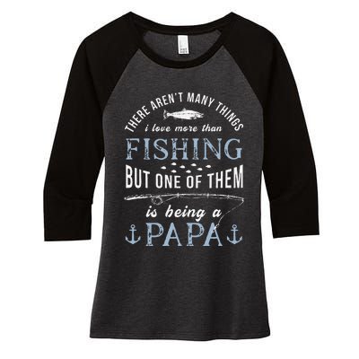 Cute Fathers Day Fishing Love Fish Being Papa Grandpa Grandkids Women's Tri-Blend 3/4-Sleeve Raglan Shirt