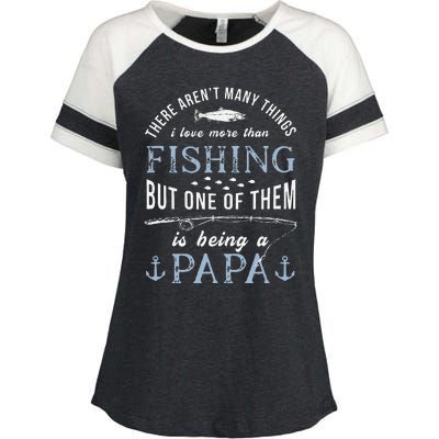 Cute Fathers Day Fishing Love Fish Being Papa Grandpa Grandkids Enza Ladies Jersey Colorblock Tee