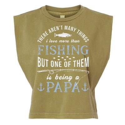 Cute Fathers Day Fishing Love Fish Being Papa Grandpa Grandkids Garment-Dyed Women's Muscle Tee